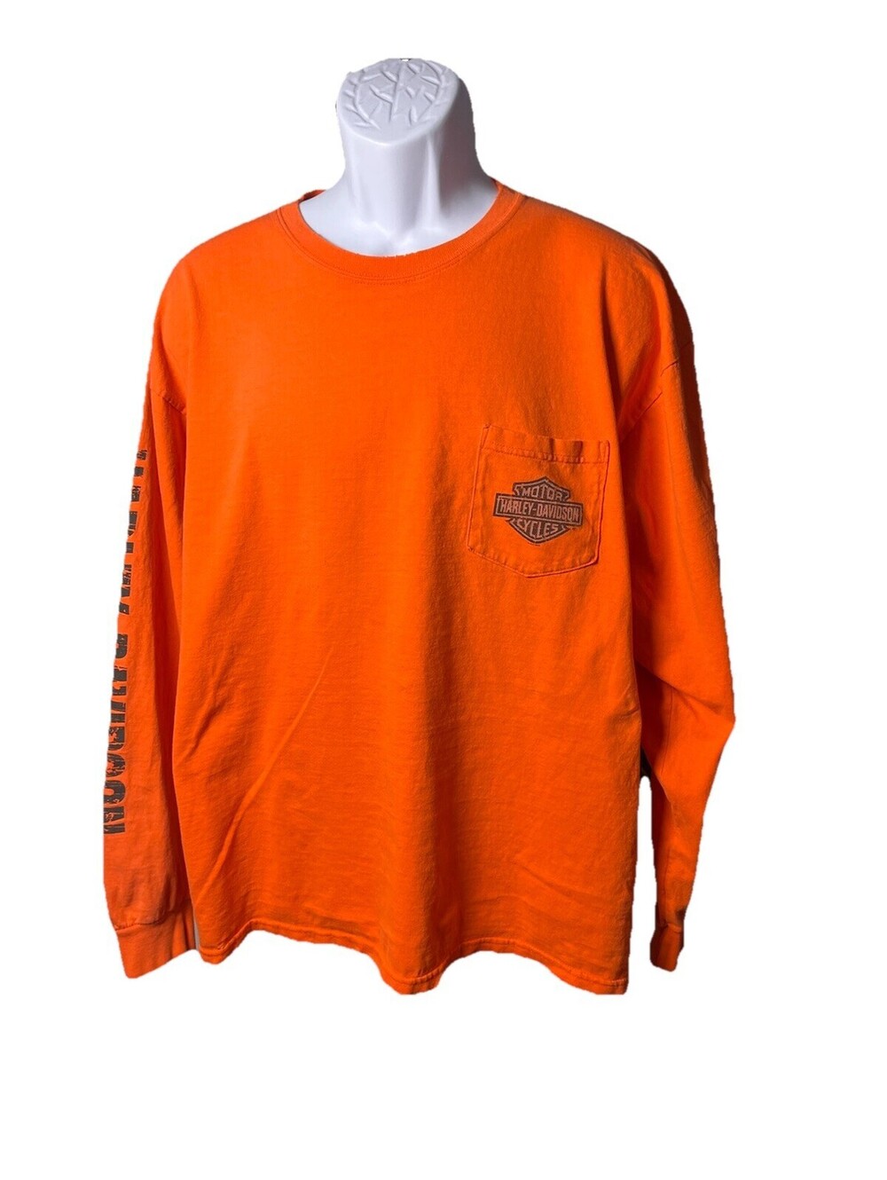 Harley Davidson Men Size XL Orange Long Sleeve Shirt Las Vegas  Nevada